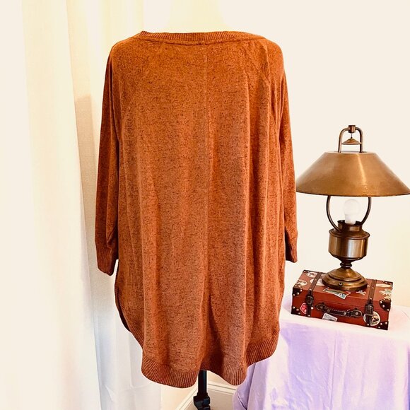 Maurices Haven Cozy Knit Tunic with Curved Hem in Orange/Brown (XXL) New w/Tag - Picture 7 of 12